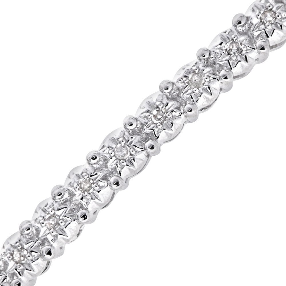 9ct White Gold 0.10 Carat Natural Diamond Starburst Bangle
