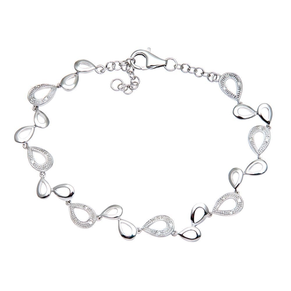 9ct White Gold 0.10 Carat Natural Diamond Designer Inspired Drip Bracelet