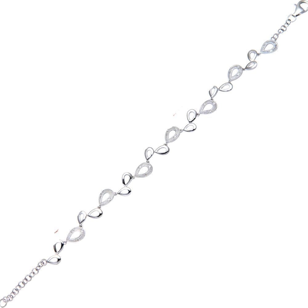 9ct White Gold 0.10 Carat Natural Diamond Designer Inspired Drip Bracelet