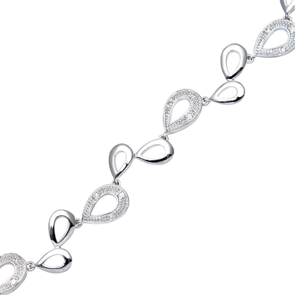 9ct White Gold 0.10 Carat Natural Diamond Designer Inspired Drip Bracelet