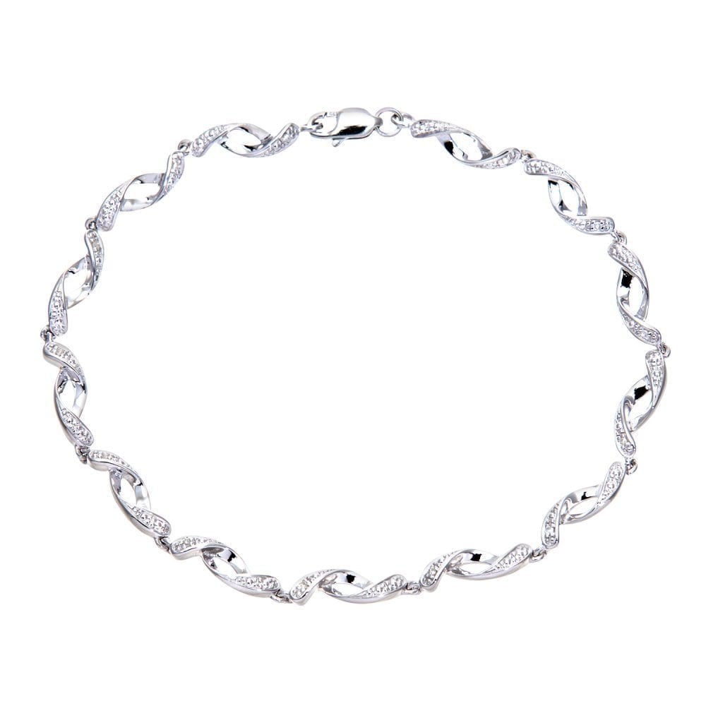 9ct White Gold Natural Diamond Bracelet
