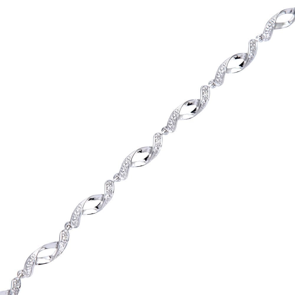 9ct White Gold Natural Diamond Bracelet