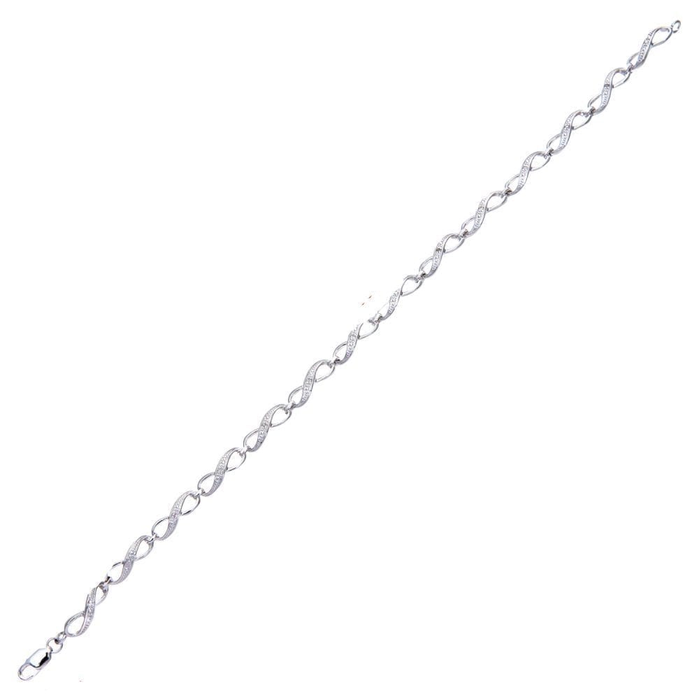 9ct White Gold Infinity Link Diamond Bracelet