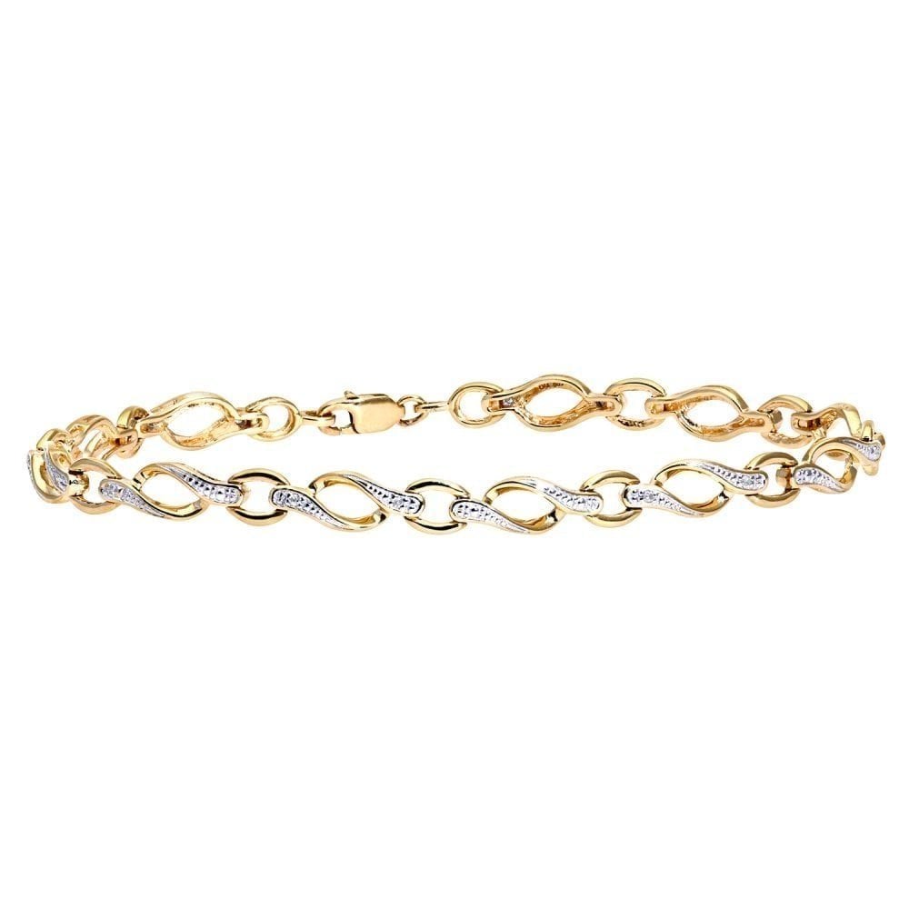 9ct Gold 0.05 Carat Natural Diamond Designer Inspired Bracelet