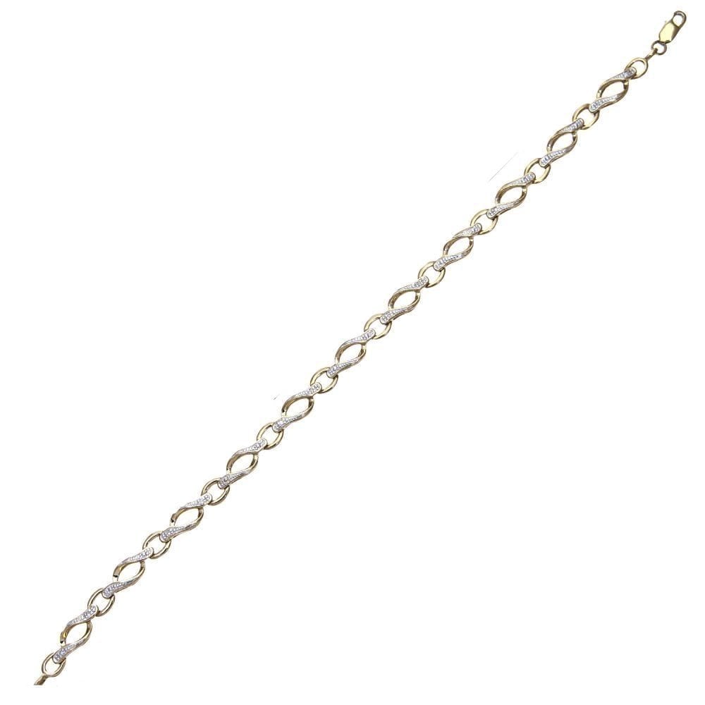 9ct Gold 0.05 Carat Natural Diamond Designer Inspired Bracelet