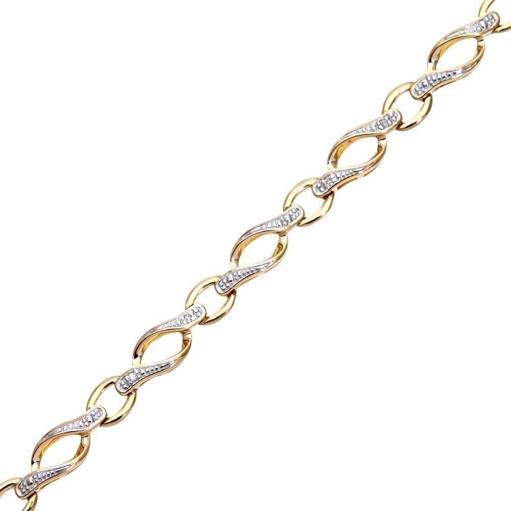 9ct Gold 0.05 Carat Natural Diamond Designer Inspired Bracelet
