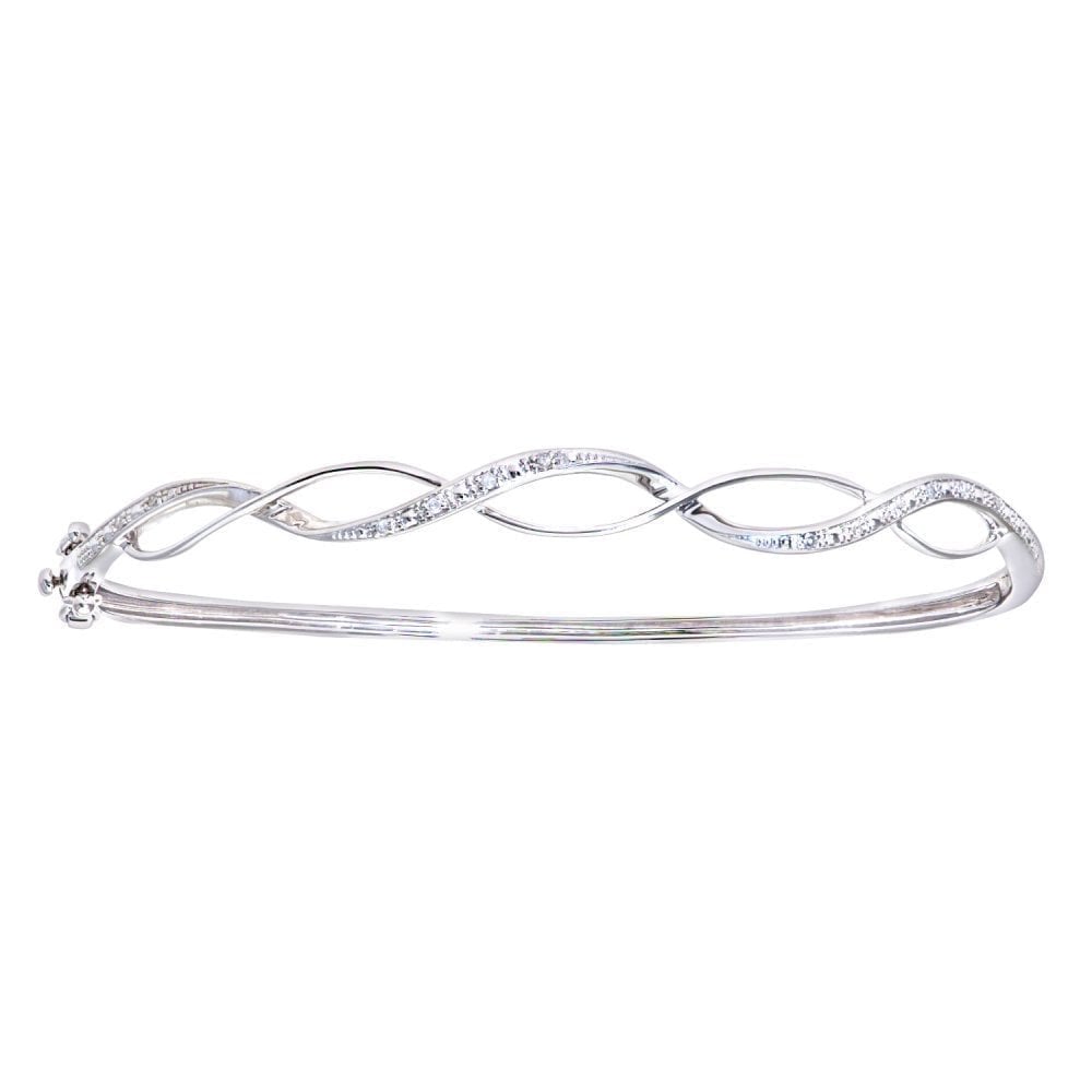 Diamond Infinity Bangle 9ct White Gold | Prime Jewellery