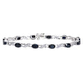 9ct White Gold 7.75ct Natural Blue Sapphire and Diamond Tennis Bracelet