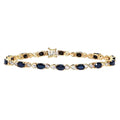 Oval Natural Blue Sapphire and Diamond Infinity Bracelet in 9ct Yellow Gold