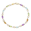 9ct Yellow Gold Oval Amethyst and 0.03ct Diamond Bracelet