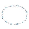 9ct White Gold 2.4 Carat Blue Topaz Marquise and Diamond Bracelet