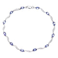 9ct White Gold Oval Tanzanite and 0.02ct Diamond Bracelet