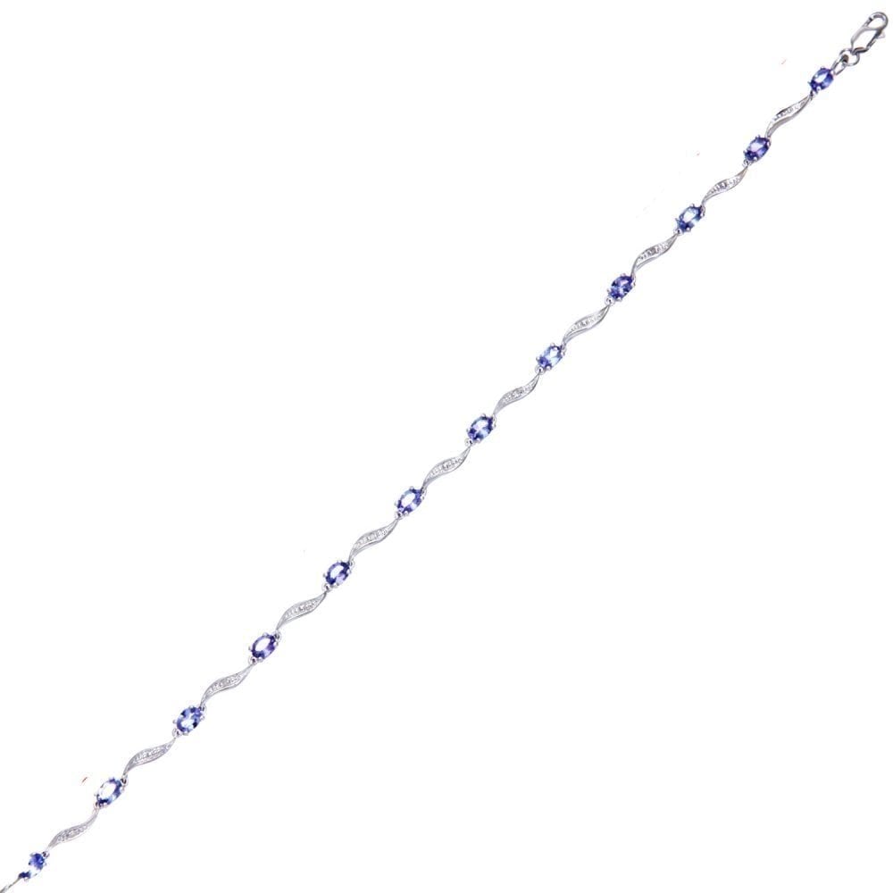 9ct White Gold Oval Tanzanite and 0.02ct Diamond Bracelet