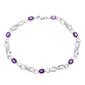 9ct White Gold Oval Amethyst and 0.10ct Diamond Bracelet