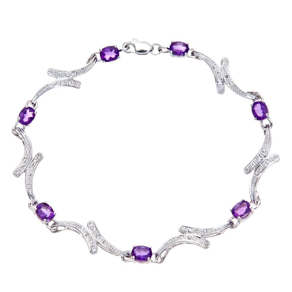 Amethyst Crossover Bracelet 9ct White Gold | Prime Jewellery