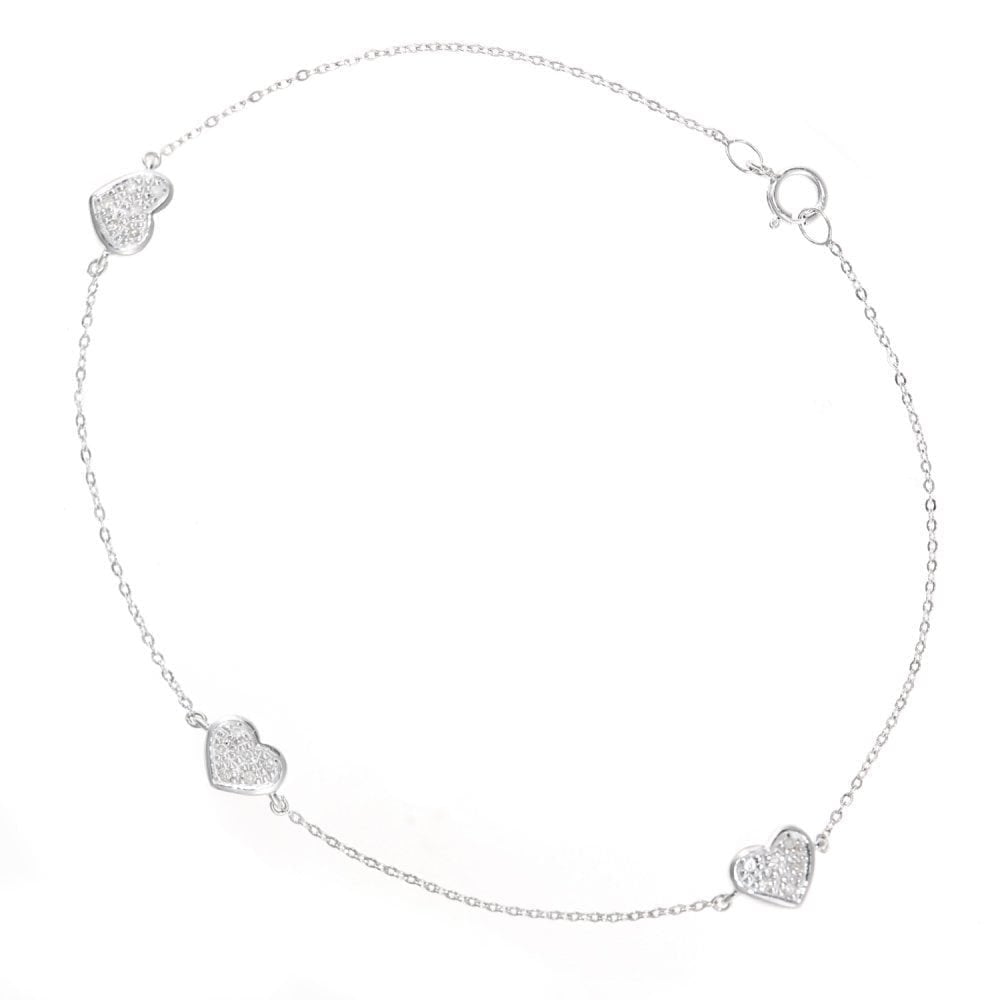 9ct White Gold 0.07 Carat Natural Diamond Bracelet