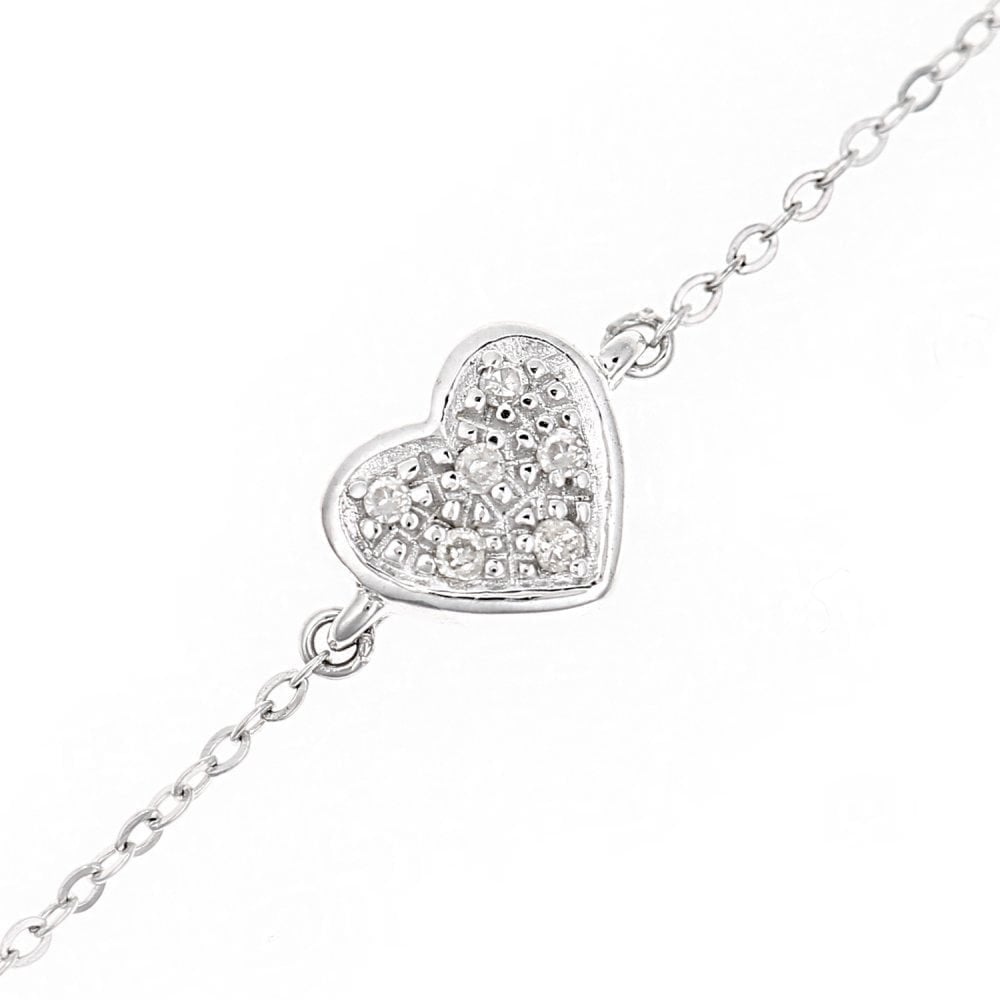 9ct White Gold 0.07 Carat Natural Diamond Bracelet