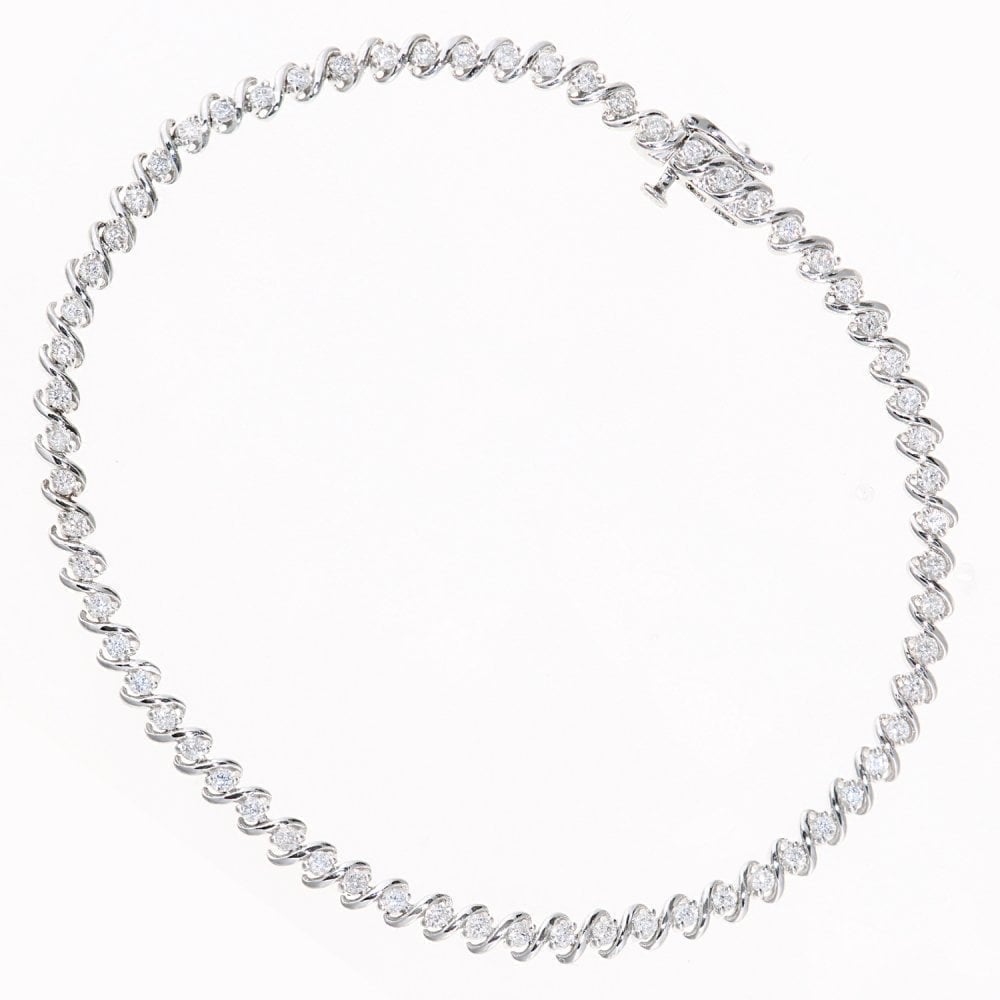 9ct White Gold 1.15ct Natural Diamond Tennis Bracelet