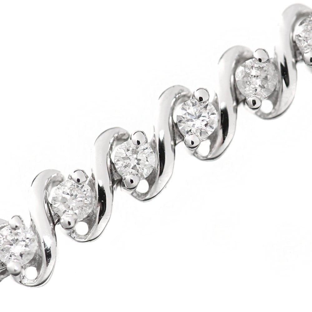 9ct White Gold 1.15ct Natural Diamond Tennis Bracelet