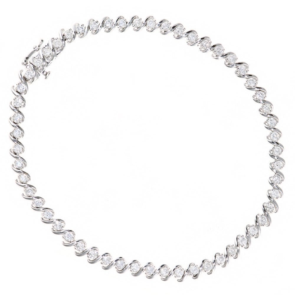 9ct White Gold 1.95ct Natural Diamond Tennis Bracelet