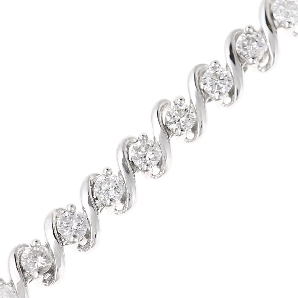 9ct White Gold 1.95ct Natural Diamond Tennis Bracelet