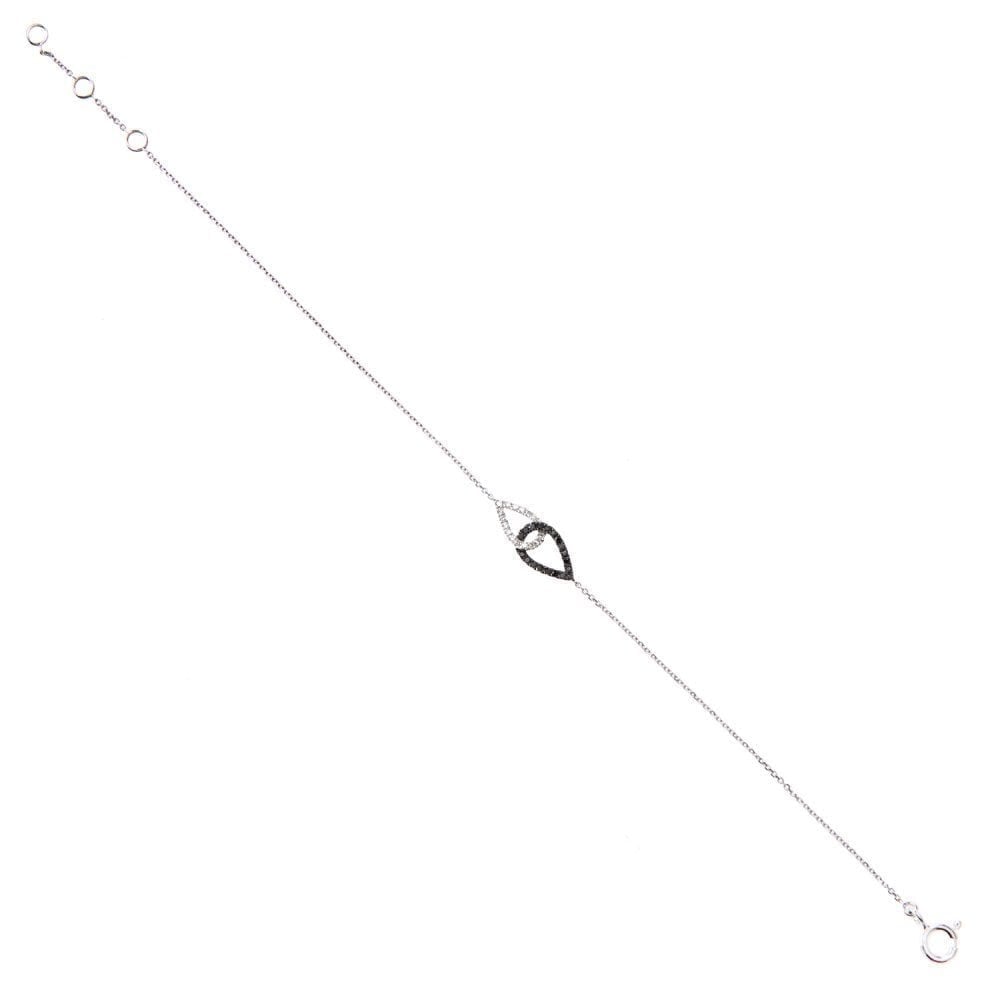 9ct White Gold Natural Black and White Diamond Inlerlink Bracelet