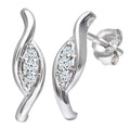 9ct White Gold Natural Diamond Twist Drop Earrings