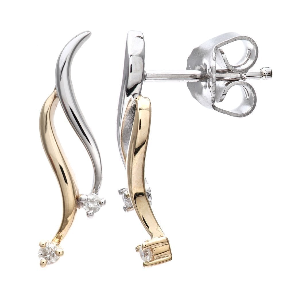 9ct Yellow & White Gold Natural Diamond Shooting Stars Earrings