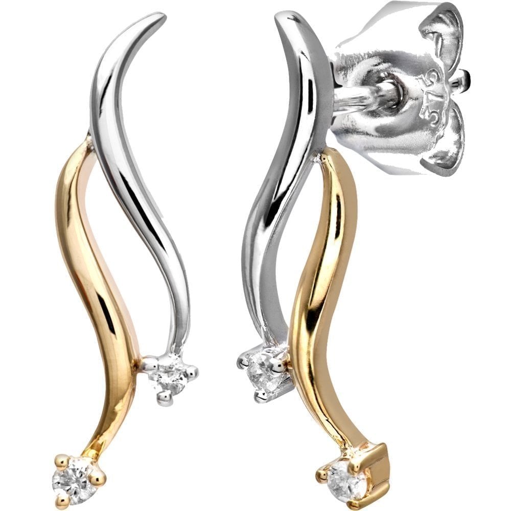 9ct Yellow & White Gold Natural Diamond Shooting Stars Earrings