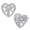 9ct White Gold Natural Diamond Heart Stud Earrings