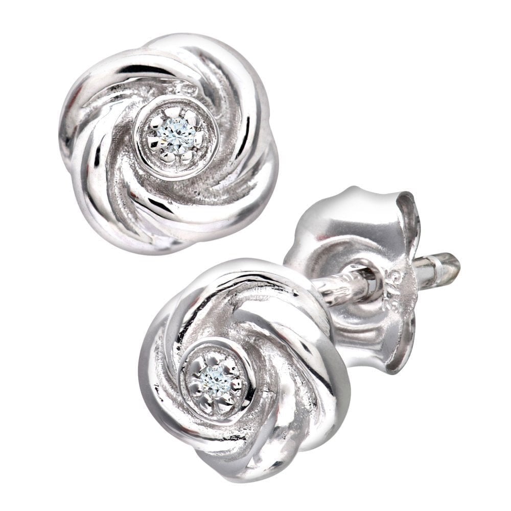 9ct White Gold Natural Diamond Stud Earrings