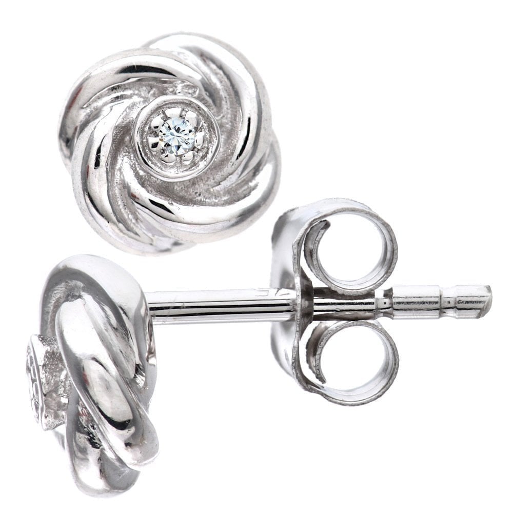 9ct White Gold Natural Diamond Stud Earrings