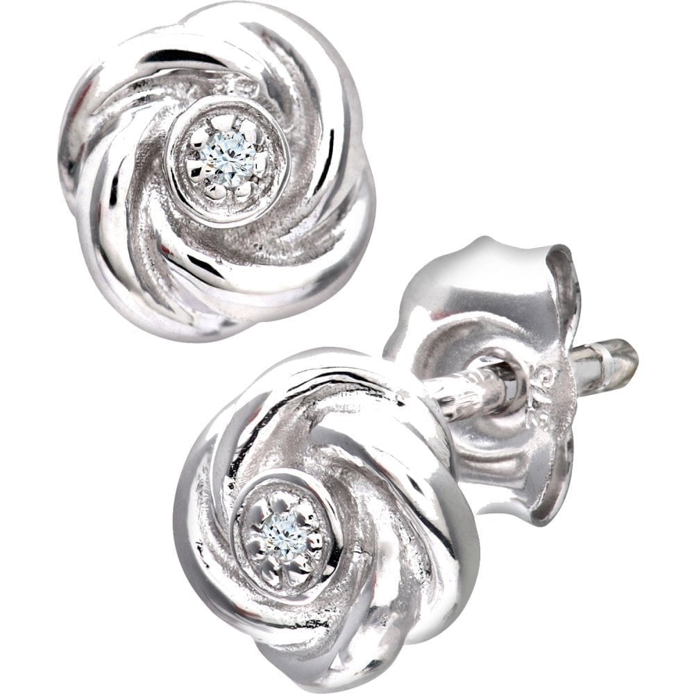 9ct White Gold Natural Diamond Stud Earrings
