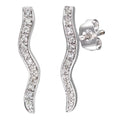9ct White Gold Natural Diamond Wave Earrings