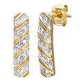 9ct Gold Natural Diamond Bar Drop Earrings