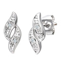 9ct White Gold Natural Diamond Flame Stud Earrings