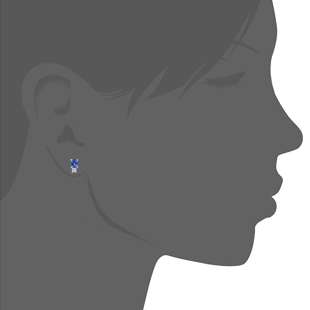 Blue Sapphire Stud Earrings - detail view | Prime Jewellery