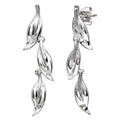 9ct White Gold Natural Diamond Leaf Drop Earrings