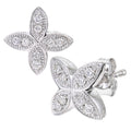 9ct White Gold 0.15ct Natural Diamond Floral Stud Earrings