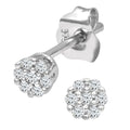 Diamond Cluster Stud Earrings 9ct White Gold | Prime Jewellery