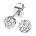 9ct White Gold 0.15 Carat Natural Diamond Cluster Stud Earrings