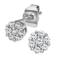 Diamond Cluster Stud Earrings 9ct White Gold | Prime Jewellery