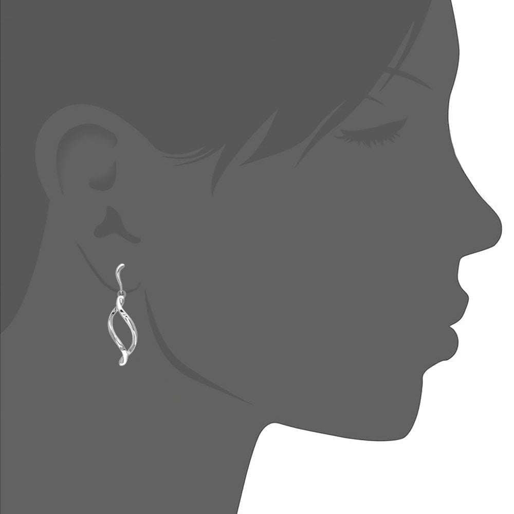 9ct White Gold Natural Diamond Swirl Drop Earrings