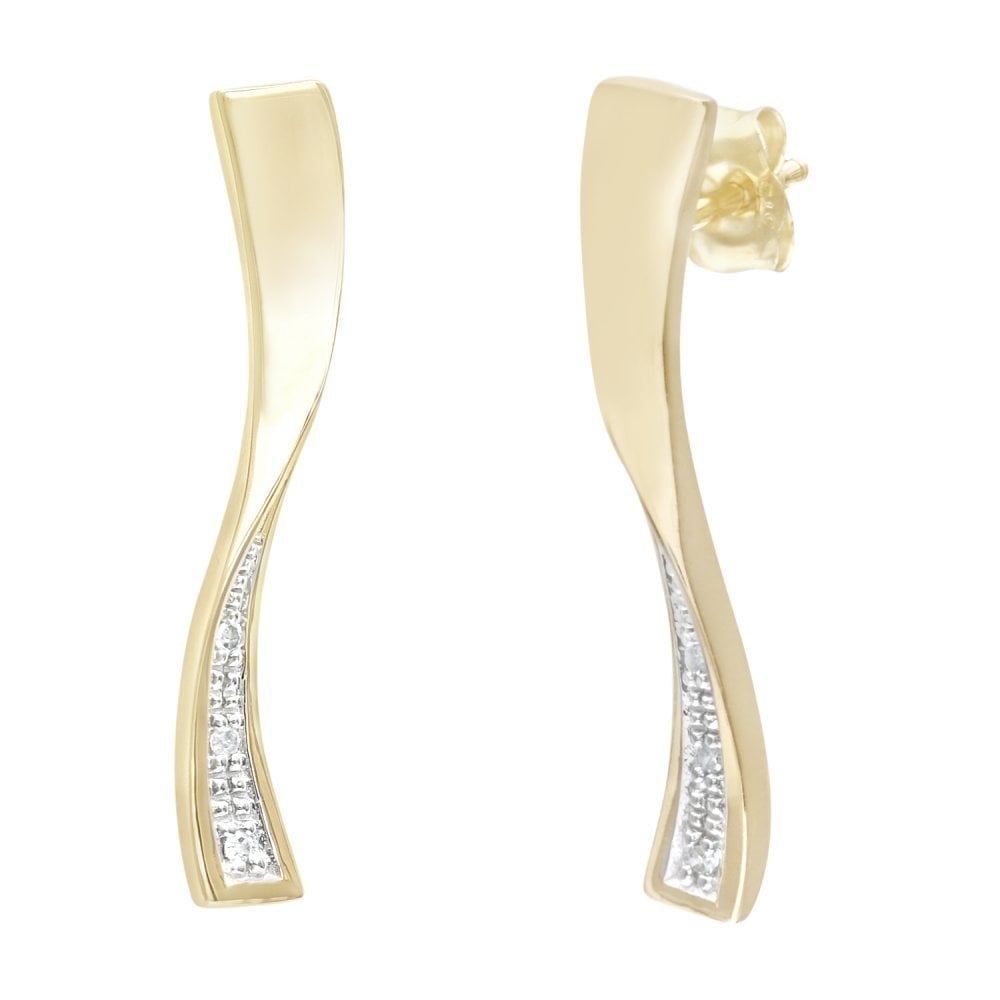 Diamond Drop Earrings 9ct Gold | Prime Jewellery