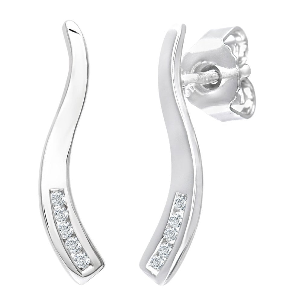 Diamond Drop Earrings 9ct White Gold | Prime Jewellery