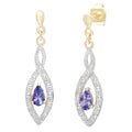 9ct Yellow Gold Tanzanite & 0.01ct Diamond Teardrop Earrings