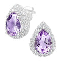 Amethyst Halo Stud Earrings 9ct White Gold | Prime Jewellery