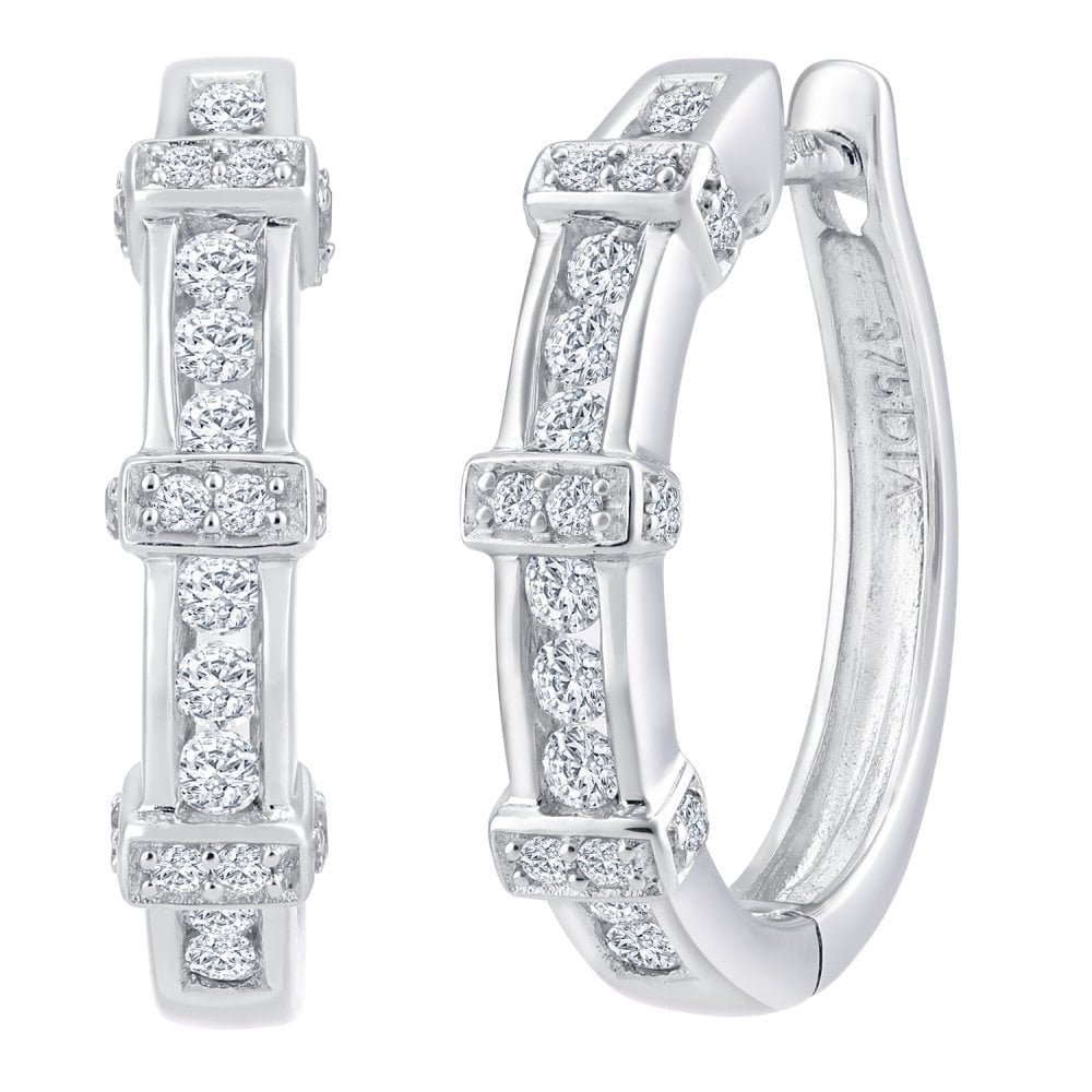 Diamond Hoop Earrings 9ct White Gold | Prime Jewellery