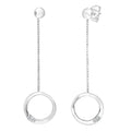 9ct White Gold Natural Diamond Circle Dangle Earrings
