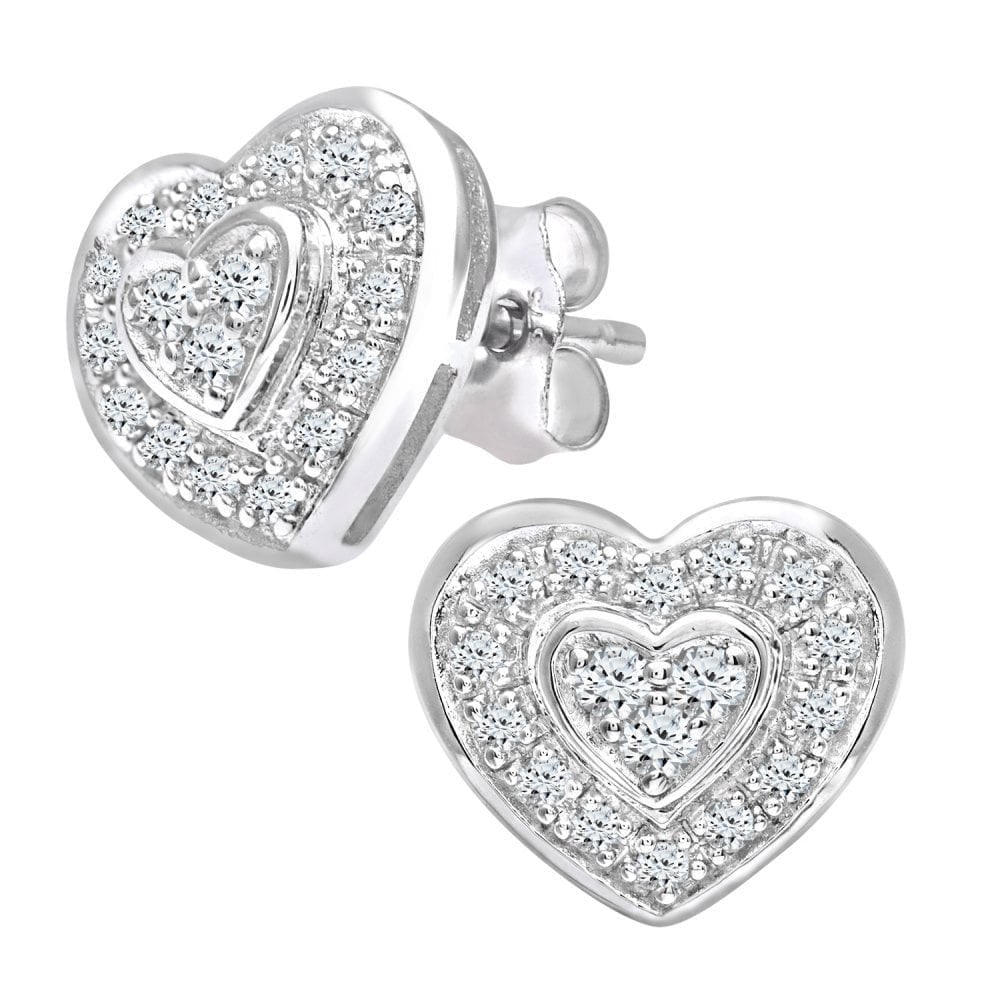 Diamond Cluster Stud Earrings 9ct White Gold | Prime Jewellery